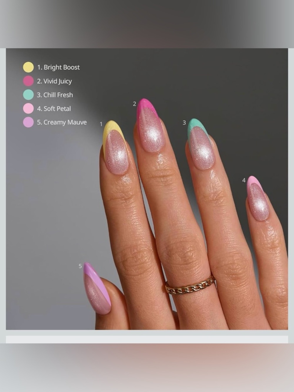 BTArtbox Nails Cat-Eye Base French Brighter Pastel Press-On Nails - Picture 2 of 5